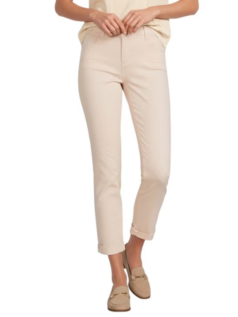 Gibson & Latimer NWT Perfect Fit Mid Rise Roll-Cuff Skinny Jeans Creme Size 6